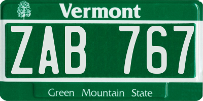 VT license plate ZAB767