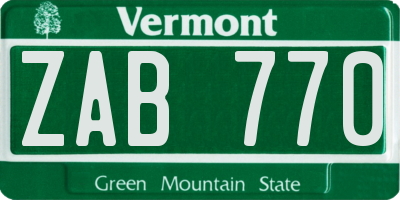 VT license plate ZAB770