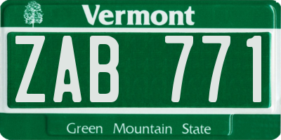 VT license plate ZAB771