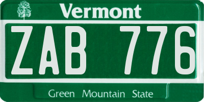 VT license plate ZAB776