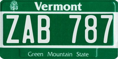 VT license plate ZAB787