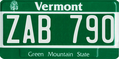 VT license plate ZAB790