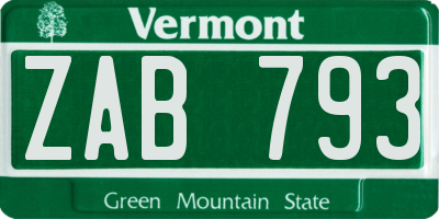 VT license plate ZAB793