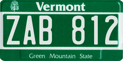 VT license plate ZAB812