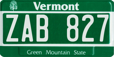 VT license plate ZAB827