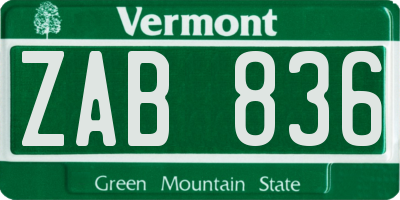 VT license plate ZAB836