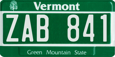 VT license plate ZAB841
