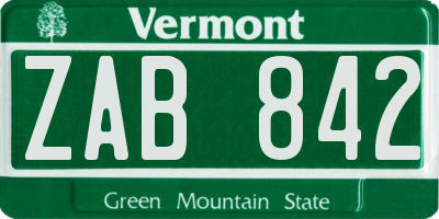 VT license plate ZAB842