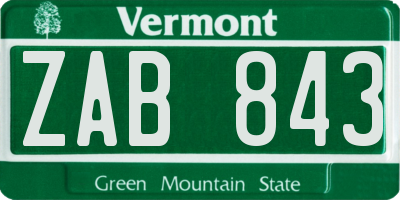 VT license plate ZAB843
