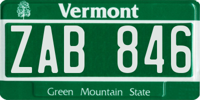 VT license plate ZAB846