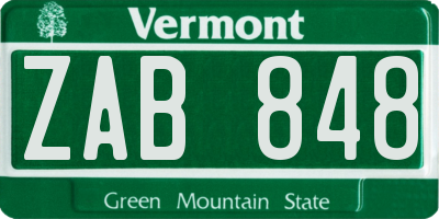 VT license plate ZAB848