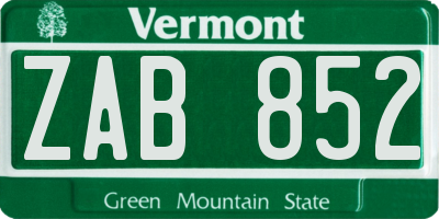 VT license plate ZAB852