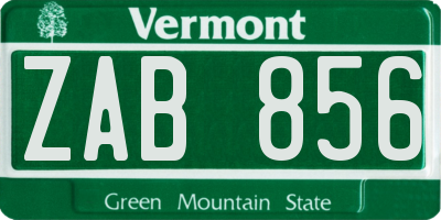 VT license plate ZAB856