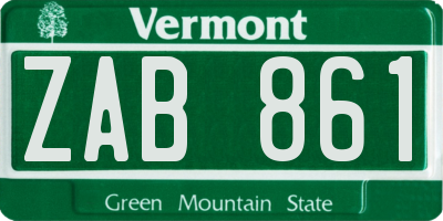 VT license plate ZAB861