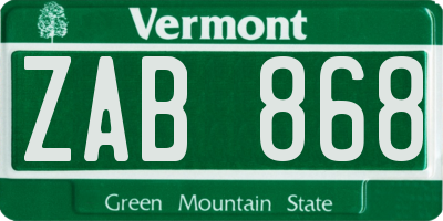 VT license plate ZAB868