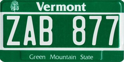 VT license plate ZAB877