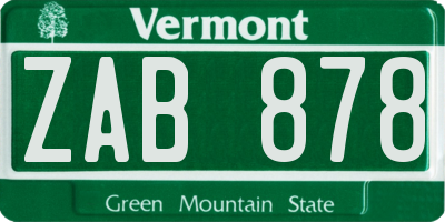 VT license plate ZAB878