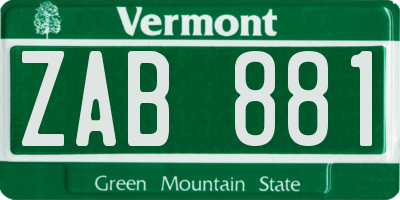 VT license plate ZAB881