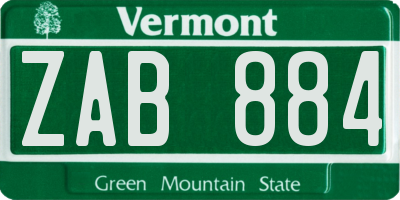 VT license plate ZAB884