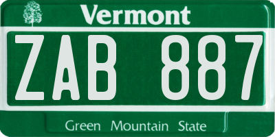 VT license plate ZAB887