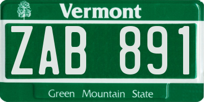 VT license plate ZAB891