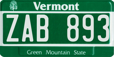 VT license plate ZAB893
