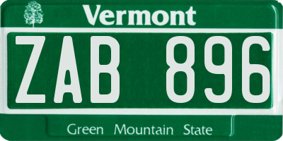 VT license plate ZAB896