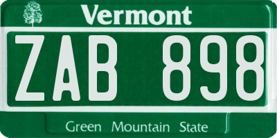 VT license plate ZAB898