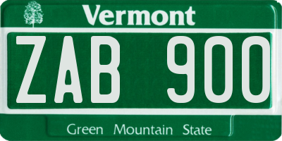 VT license plate ZAB900