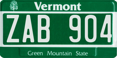 VT license plate ZAB904