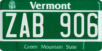 VT license plate ZAB906