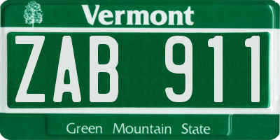 VT license plate ZAB911