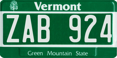 VT license plate ZAB924