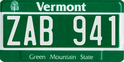 VT license plate ZAB941