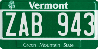 VT license plate ZAB943