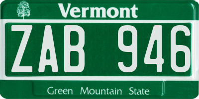 VT license plate ZAB946