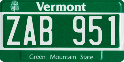 VT license plate ZAB951