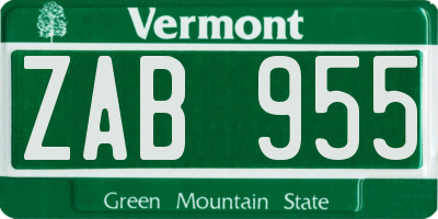 VT license plate ZAB955