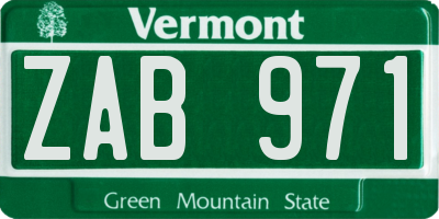 VT license plate ZAB971