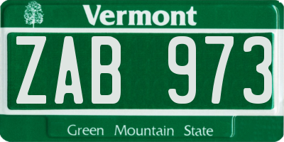 VT license plate ZAB973