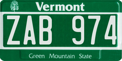 VT license plate ZAB974