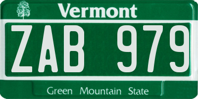 VT license plate ZAB979