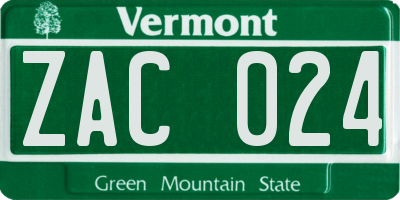 VT license plate ZAC024