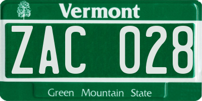 VT license plate ZAC028
