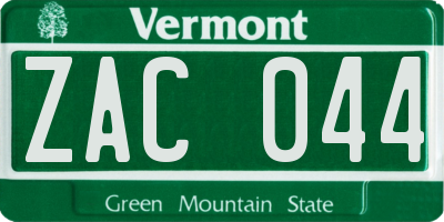 VT license plate ZAC044