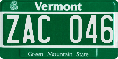 VT license plate ZAC046