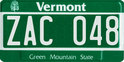 VT license plate ZAC048
