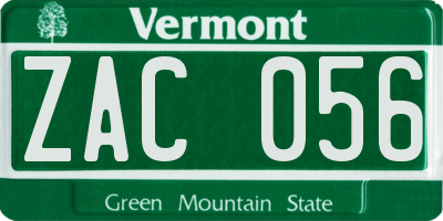 VT license plate ZAC056