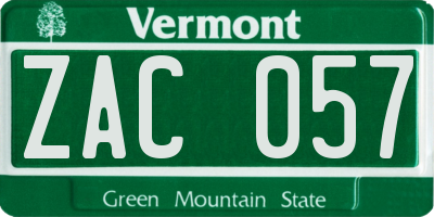 VT license plate ZAC057