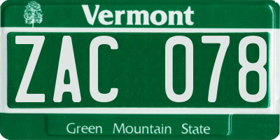 VT license plate ZAC078